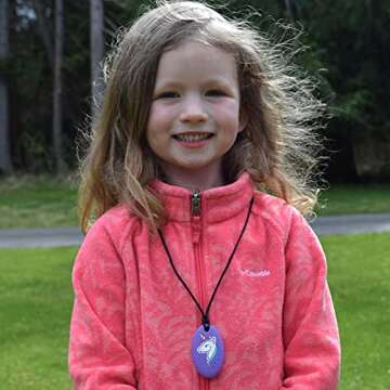 Munchables Tribal Unicorn Sensory Chew Necklace for Kids - Chewy Fidget Stim Toy Jewelry for Girls and Boys (Purple)