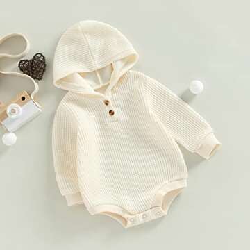 Thorn Tree Newborn Baby Boy Hooded Sweatshirt Long Sleeve Solid Romper Infant Baby Fall Winter Onesie Outfits