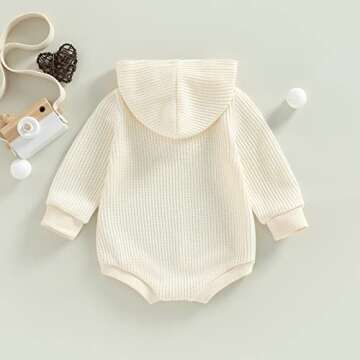 Thorn Tree Newborn Baby Boy Hooded Sweatshirt Long Sleeve Solid Romper Infant Baby Fall Winter Onesie Outfits