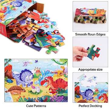 YOGEON Puzzles for Kids Ages 4-6, 3-5,36 Piece Dinosaur Puzzles for Toddler,Floor Puzzle Age 5-7 Children Learning Preschool Educational Puzzles Toys for Boys and Girls