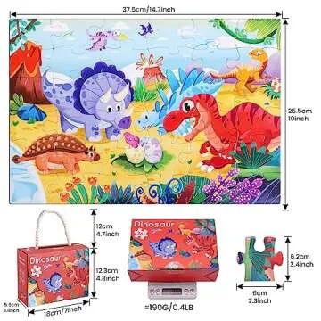 YOGEON Puzzles for Kids Ages 4-6, 3-5,36 Piece Dinosaur Puzzles for Toddler,Floor Puzzle Age 5-7 Children Learning Preschool Educational Puzzles Toys for Boys and Girls