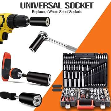 Stocking Stuffers for Men Adults,Gifts for Men,Super Universal Socket Tools Birthday Gifts for Men,Cool Stuff for Men Dad Husband Boyfriend Him,Tools Socket Set with Power Drill Adapter(7-19 MM)
