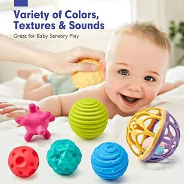hahaland Sensory Balls for Toddlers 1-3 with Easy Catching Rattle Baby Toys 6-12 Months - Montessori Sensory Toys for Babies and Toddlers Ages 0-2 - 7PCS