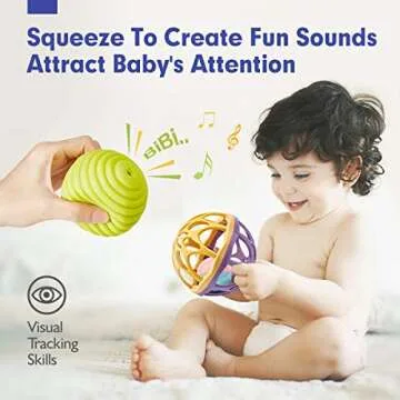 hahaland Sensory Balls for Toddlers 1-3 with Easy Catching Rattle Baby Toys 6-12 Months - Montessori Sensory Toys for Babies and Toddlers Ages 0-2 - 7PCS