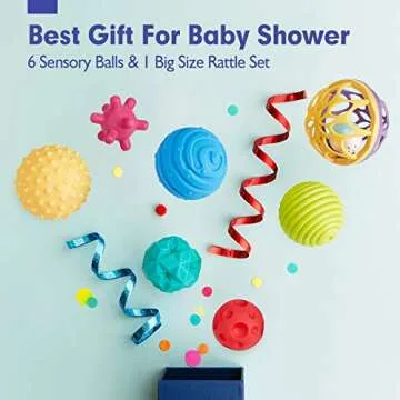 hahaland Sensory Balls for Toddlers 1-3 with Easy Catching Rattle Baby Toys 6-12 Months - Montessori Sensory Toys for Babies and Toddlers Ages 0-2 - 7PCS