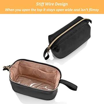 OCHEAL Travel Makeup Bag,Cosmetic Bags for Women,Large Capacity Portable Cosmetic bag Storage Organizer for Purse Everyday Use -Black