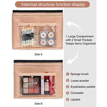 OCHEAL Travel Makeup Bag,Cosmetic Bags for Women,Large Capacity Portable Cosmetic bag Storage Organizer for Purse Everyday Use -Black