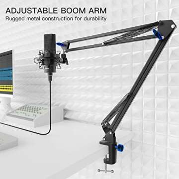 Fifine USB Streaming Microphone Kit, Condenser Studio Mic with Arm Stand & Pop Filter for Podcast Vocal Recording Singing YouTube Gaming Voice Over, Directional Computer Mic for PC Laptop-K780A