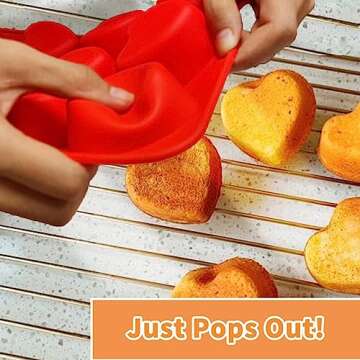 SILIVO Silicone Heart Shaped Muffin Pan (2 Pack) - Mini Heart Shaped Silicone Molds for Baking, Nons...