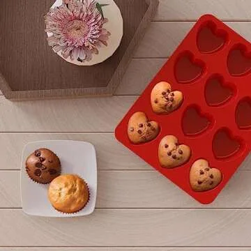 SILIVO Silicone Heart Shaped Muffin Pan - Perfect for Treats