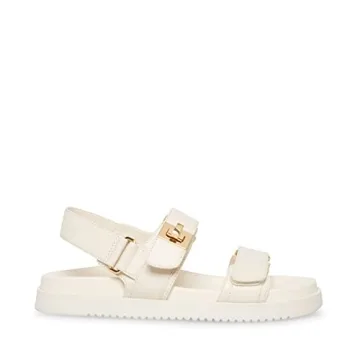Steve Madden Women's Mona Sandal, Bone Leather, 7.5