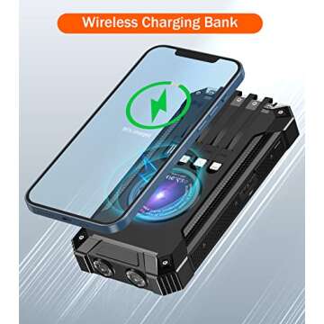 GOODaaa 36000mAh Portable Wireless Charger with Cables