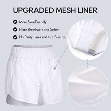 CRZ YOGA Womens High Waisted Running Shorts Mesh Liner 3'' Dolphin Quick Dry for Athletic Gym Track Workout with Zip Pocket White Medium