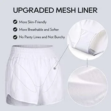 CRZ YOGA Womens High Waisted Running Shorts Mesh Liner 3'' Dolphin Quick Dry for Athletic Gym Track Workout with Zip Pocket White Medium