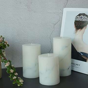 MOZEAL Hand-Poured Unscented Candle,Dripless Pillar Candle Set of 3,Includes 4", 5" and 6",Approx 30...