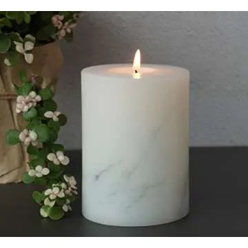 MOZEAL Hand-Poured Unscented Candle,Dripless Pillar Candle Set of 3,Includes 4", 5" and 6",Approx 300 Hours Burn Time,Rustic Country Style,for Wedding,Dinner,Christmas,Restaurants and Home Decor