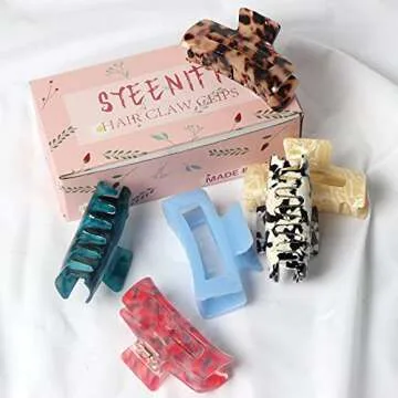 SYEENIFY Hair Claw Clips for Thick Thin Hair,Strong Hold Nonslip Large Hair Clamps for Women Girls