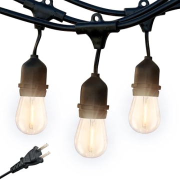 Brightech Ambience Pro LED String Lights - 48 Ft Commercial Grade Patio Lights Outdoor Waterproof - ...