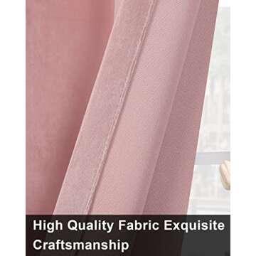 SNITIE Pink 96in Long Velvet Curtains with Grommet, Super Soft Thermal Insulated Noise Reducing Thick Light Filtering Velvet Drapes for Living Room and Bedroom, Set of 2 Panels, 52 x 96 Inch Long