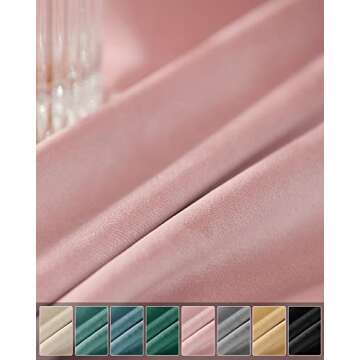 SNITIE Pink 96in Long Velvet Curtains with Grommet, Super Soft Thermal Insulated Noise Reducing Thick Light Filtering Velvet Drapes for Living Room and Bedroom, Set of 2 Panels, 52 x 96 Inch Long