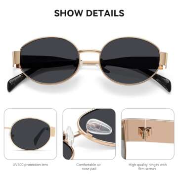JewMOTO Retro Oval Sunglasses - Sunglasses for women,Fashion Sunglasses,Classic Shades UV400 Protection, 2 Pack Sunglasses