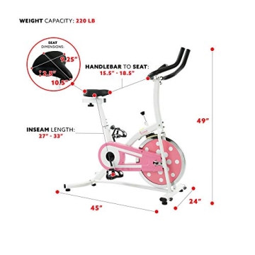 Sunny Health Indoor Cycling Exercise Bike with Monitor and Flywheel