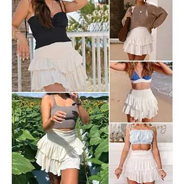 MIYIEONZ Cute High Waist Ruffle Mini Skirt for Women