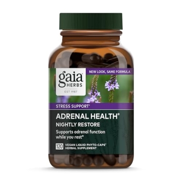 Gaia Herbs Adrenal Health Nightly Restore - Herbal Supplement with Ashwagandha, Magnolia Bark, Cordy...