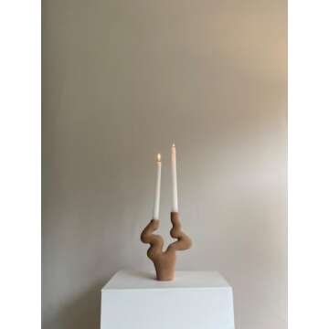 KENFUW Abstract Ceramic Candlestick, Sculptural Candle Holder, Candle Holder
