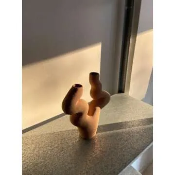 KENFUW Abstract Ceramic Candlestick, Sculptural Candle Holder, Candle Holder