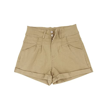 Hilltichu Women's High Waist Pocketed Denim Shorts