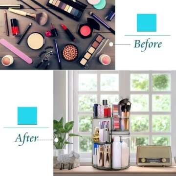 sanipoe 360 Rotating Makeup Organizer, Spinning Skincare Organizer,Cosmetic Display Case with Brush ...