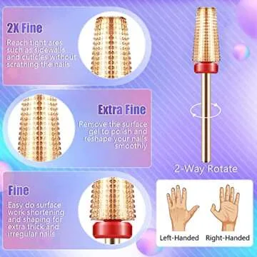 Upgraded 3Pcs Nail Drill Bits Set for Acrylic Gel Nails