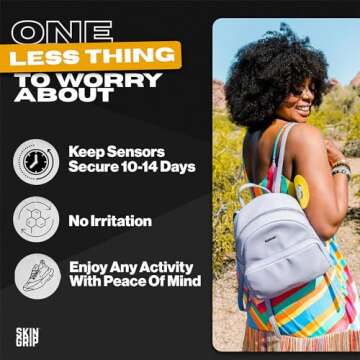 Skin Grip Adhesive Patches for Dexcom G6 CGM – Waterproof & Sweatproof Adhesive for 10-14 Days, Pre-Cut Adhesive Medical Tape, Continuous Glucose Monitor Sensor Cover – 20 Pack, Rainbow Pack