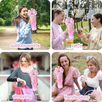 Mity rain Bling Cup Accessories for Stanley Cup 20oz & 30oz 40oz Tumbler with Handle, including Bow Straw Topper Cover, Straw Bow Decorate, Leather Water Bottle Handle Strap, Boot, Cup Pom-Pom