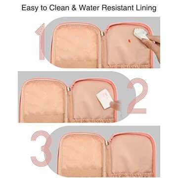 Relavel Makeup Bag, Small Travel Cosmetic Bag for Women, Portable 2 Layer Makeup Brushes Holder Bag, Toiletry Bag, Compact Cosmetic Case Organizer for Christmas, Pink