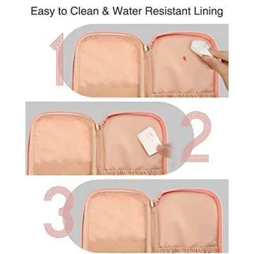 Relavel Makeup Bag, Small Travel Cosmetic Bag for Women, Portable 2 Layer Makeup Brushes Holder Bag, Toiletry Bag, Compact Cosmetic Case Organizer for Christmas, Pink