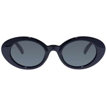 Le Specs Nouveau Vie Sunglasses - Black, Oval, Oval, Women's, Chic and Versatile Style