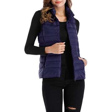 Sarin Mathews Womens Packable Ultra Lightweight Down Vest Outdoor Puffer Vest