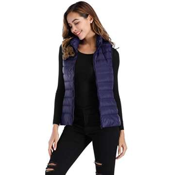 Sarin Mathews Womens Packable Ultra Lightweight Down Vest Outdoor Puffer Vest