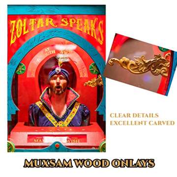 MUXSAM Wood Carved Appliques Onlays, 1-Pair Unpainted Wooden Carvings Decal Corner Decorative Plaques for Wall Cabinet Cupboard Mirrors Fireplace Closet Dresser Doors DIY Project, 19x11cm/7.48"x4.33"