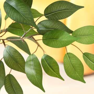 OAKRED Artificial Ficus Tree, 6FT Fake Tree with Natural Wood Trunk, Fluffy Faux Tree, Fake Silk Plant for Home Decor Indoor Office Porch, Set of 1