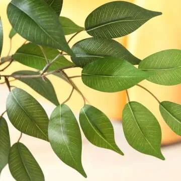 OAKRED Artificial Ficus Tree, 6FT Fake Tree with Natural Wood Trunk, Fluffy Faux Tree, Fake Silk Plant for Home Decor Indoor Office Porch, Set of 1