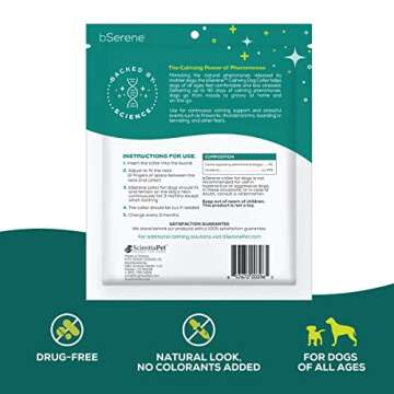 bSerene Calming Collar for Dogs, Puppy to Small |3-Month Supply of Calming pheromones in 1 Collar | Always-on Stress Reliever | Helps Reduce Barking, Chewing, Anxiety, trembling and Shaking (500100)