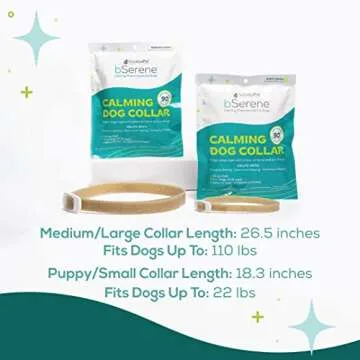bSerene Calming Collar for Dogs, Puppy to Small |3-Month Supply of Calming pheromones in 1 Collar | Always-on Stress Reliever | Helps Reduce Barking, Chewing, Anxiety, trembling and Shaking (500100)