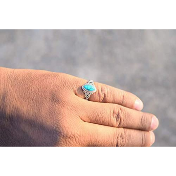 Turquoise Stone Ring, 925 Sterling Silver Ring Statement Ring For Women - Girls, 5X10mm Natural Marquise Shape Gemstone Ring, Christmas Gifts, Gemstone Ring Size US 8 Handmade Ring