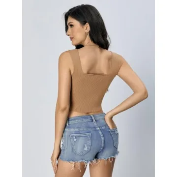 Chic Brown Ribbed Crop Top for Stylish Summer Looks