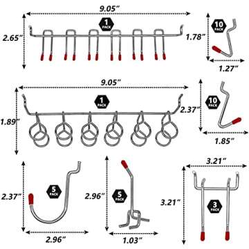 114 pcs Pegboard Hooks Assortment with Metal Hooks Sets, Pegboard Bins, Peg Locks for Organizing Storage System Tools