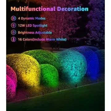 SUNVIE Christmas Spotlights Outdoor Spotlight 12W RGB Color Changing Landscape Lights 120V RGB Landscape Lighting Waterproof LED Spot Lights Outdoor Spotlight for Decorations Yard Garden Patio,4 Pack