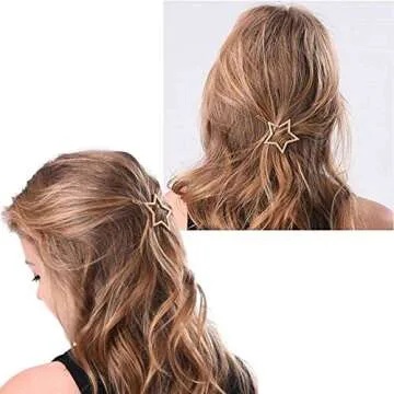 MIAO JIN 8 Pcs Exquisite Hollow Star Shape Hair Clips Hair Pins for Women's and Girls (Gold, Sliver)